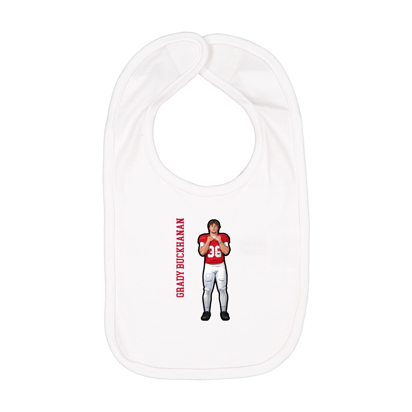 Infant Bib — Name Vertical in White