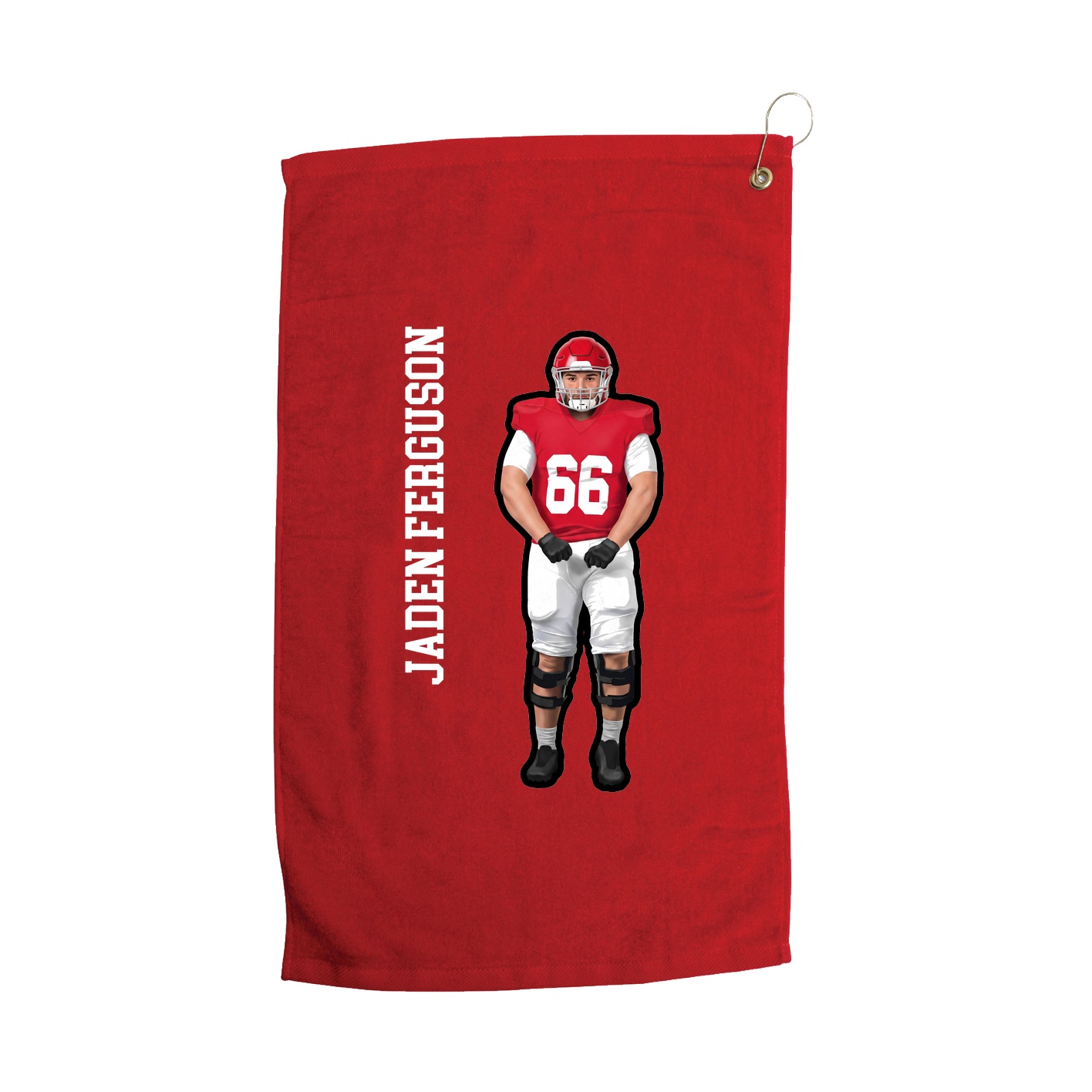 Golf Towel — Name Vertical in Red