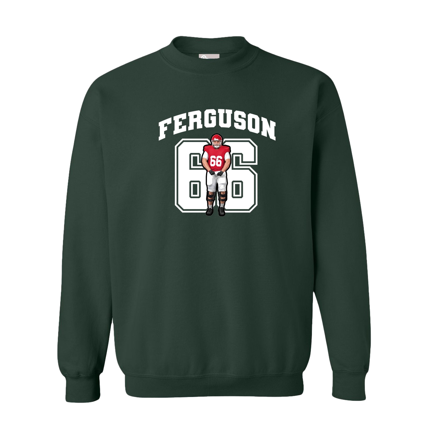Fleece Crew — Number in Green