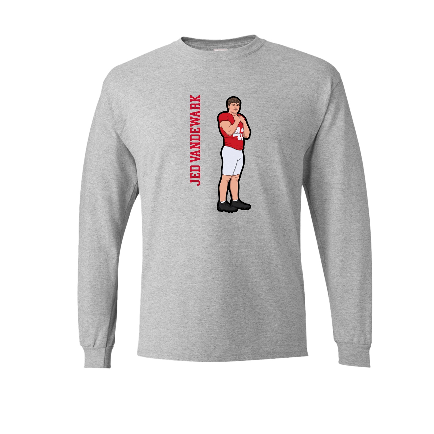 Long Sleeve Tee — Name Vertical in Grey