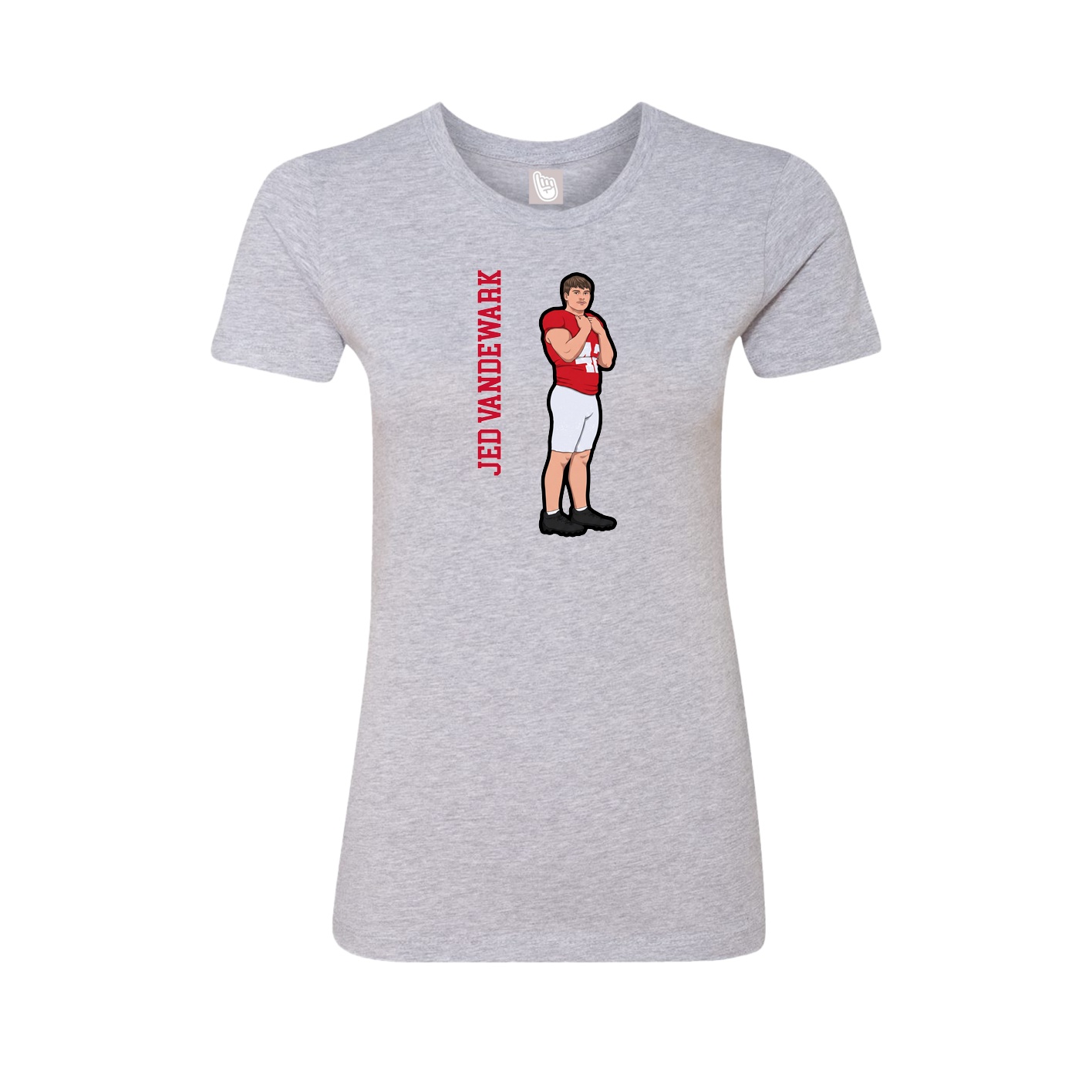 Fitted Women's Tee — Name Vertical in Grey