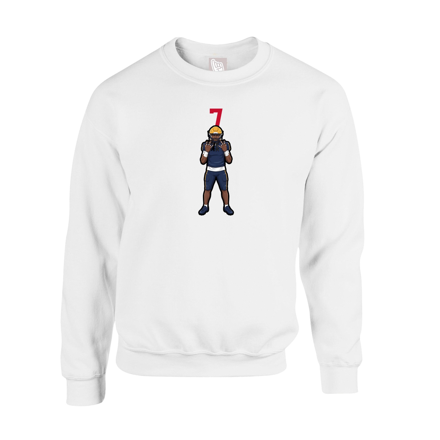Fleece Crew — Number Top in White
