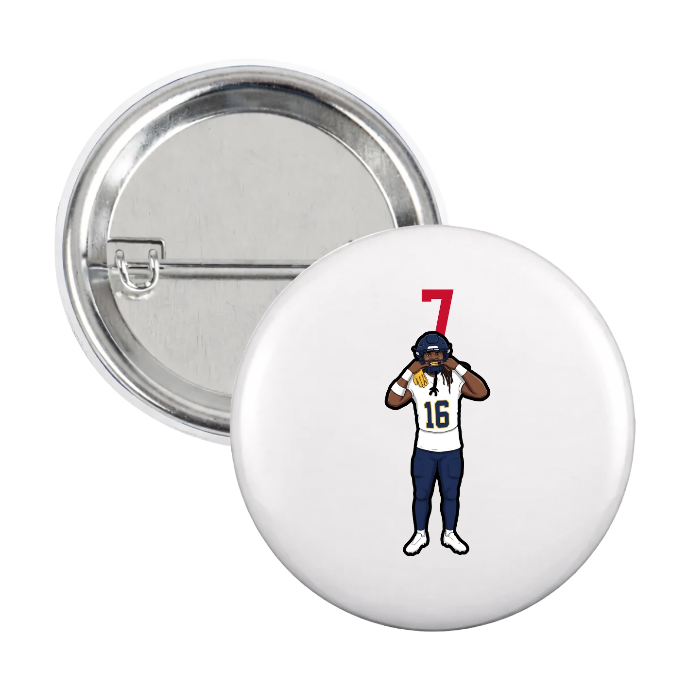 Game Day Button — Number Top in White