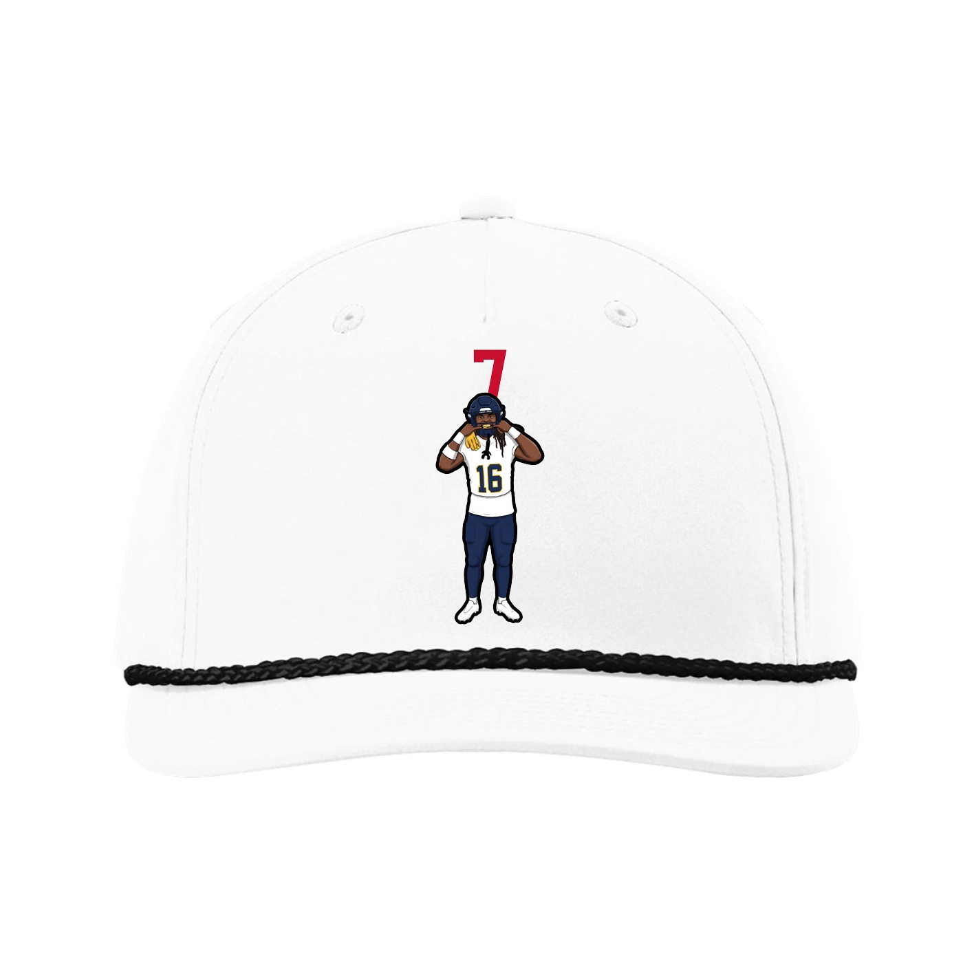 Five-Panel Classic Rope Cap — Number Top in White