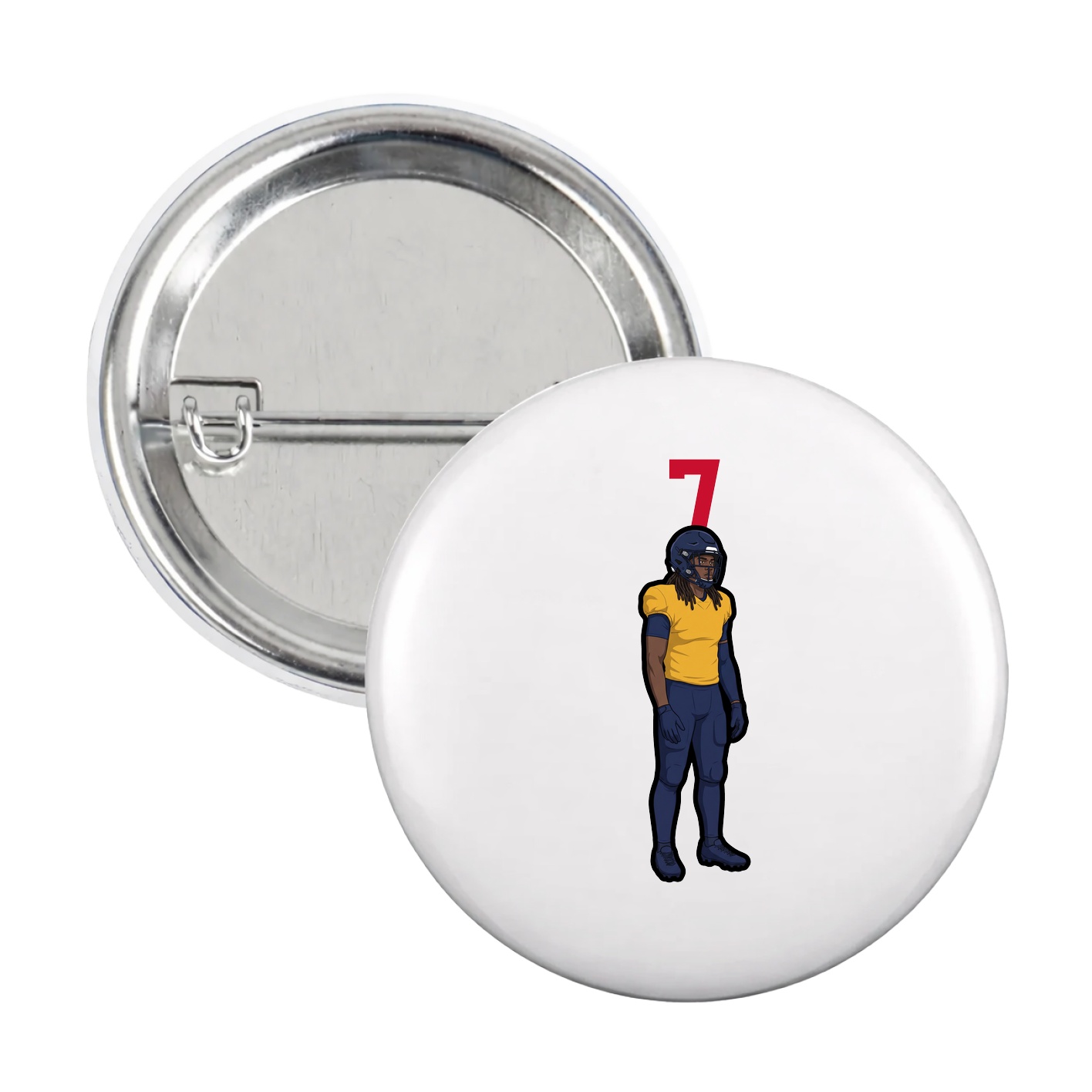 Game Day Button — Number Top in White