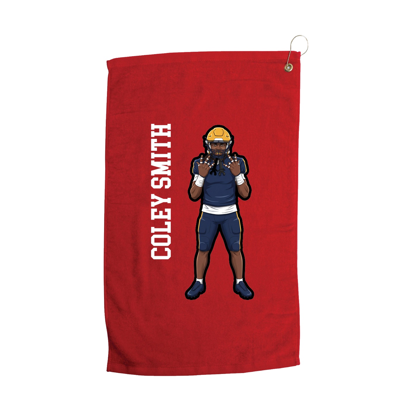 Golf Towel — Name Vertical in Red