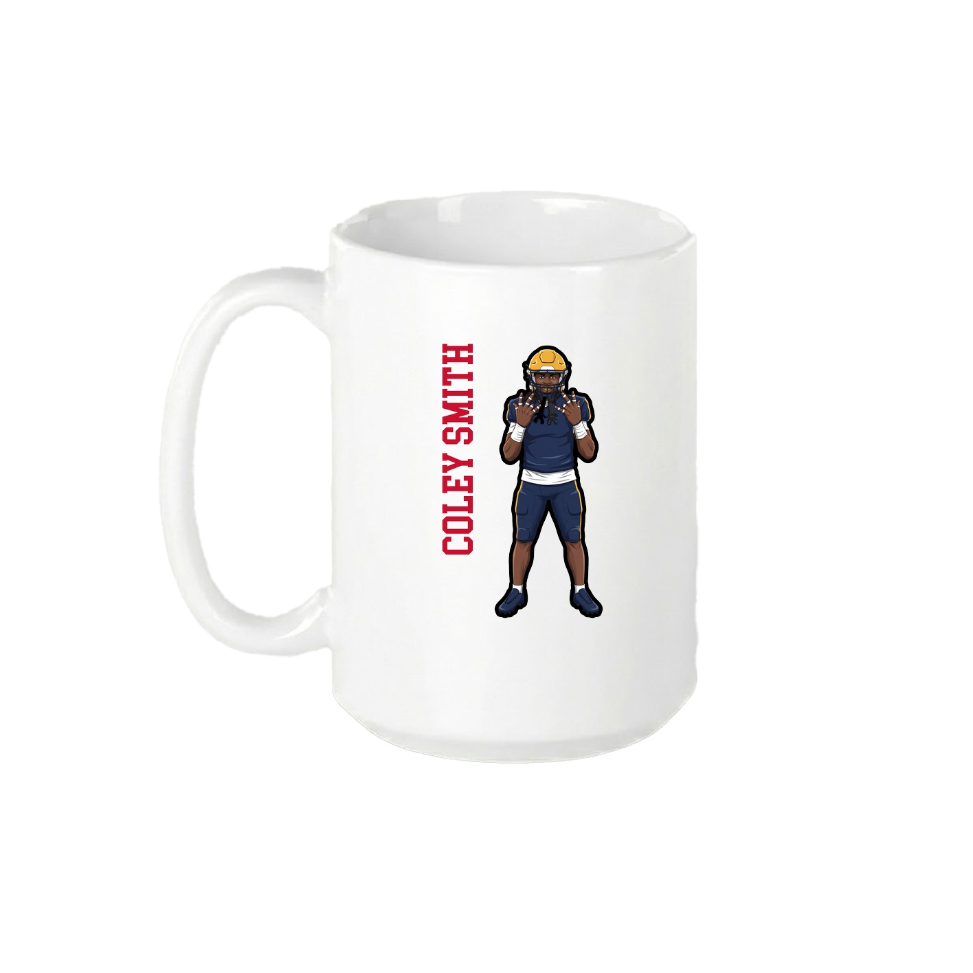 15oz Coffee Mug — Name Vertical in White