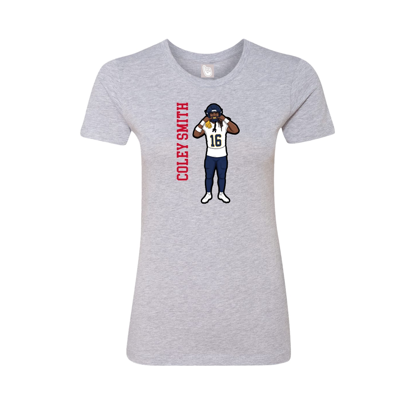 Fitted Women's Tee — Name Vertical in Grey