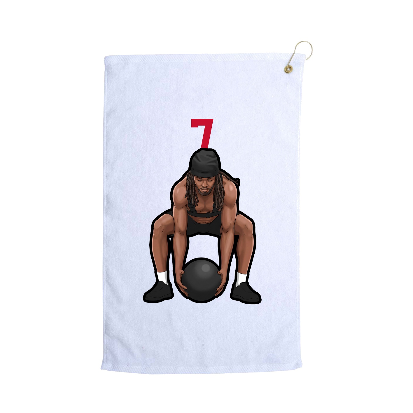 Golf Towel — Number Top in White