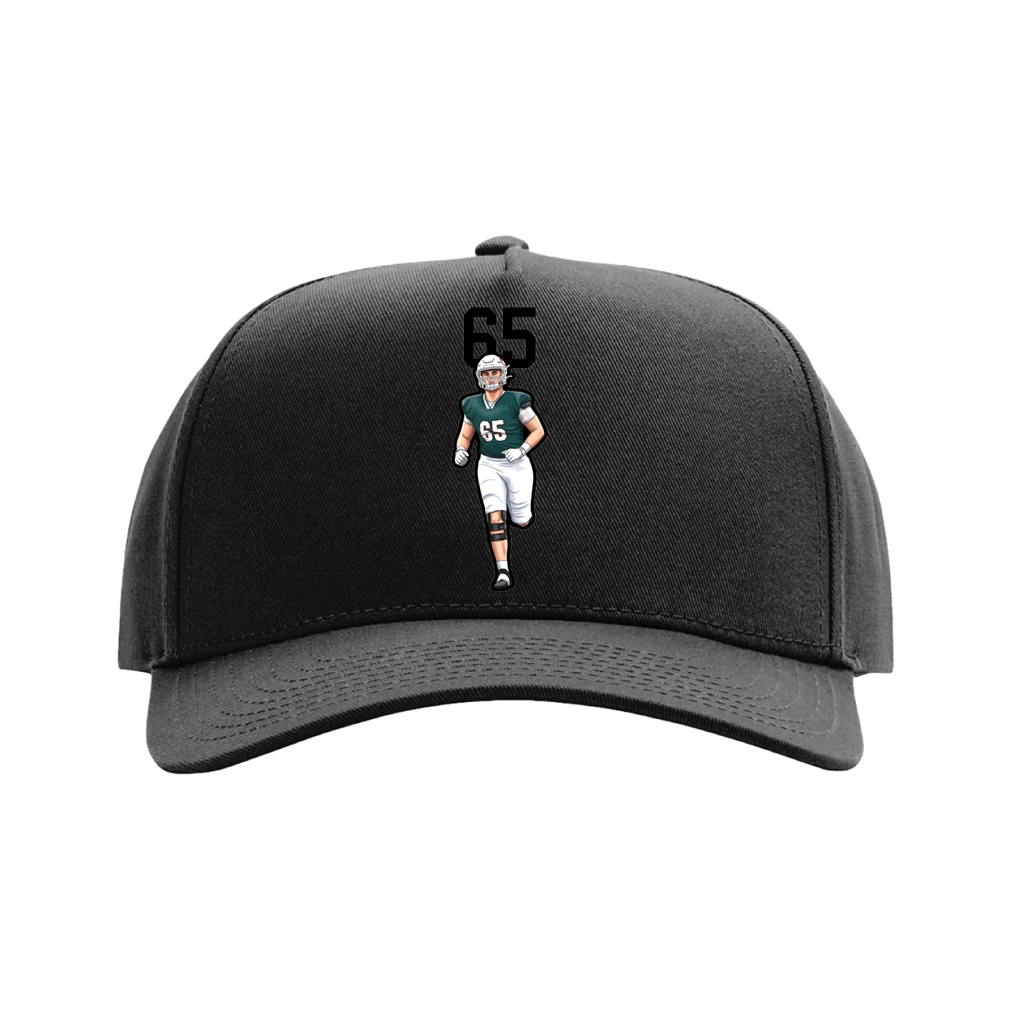 Full Fabric Five-Panel Champ Cap — Number Top in Black