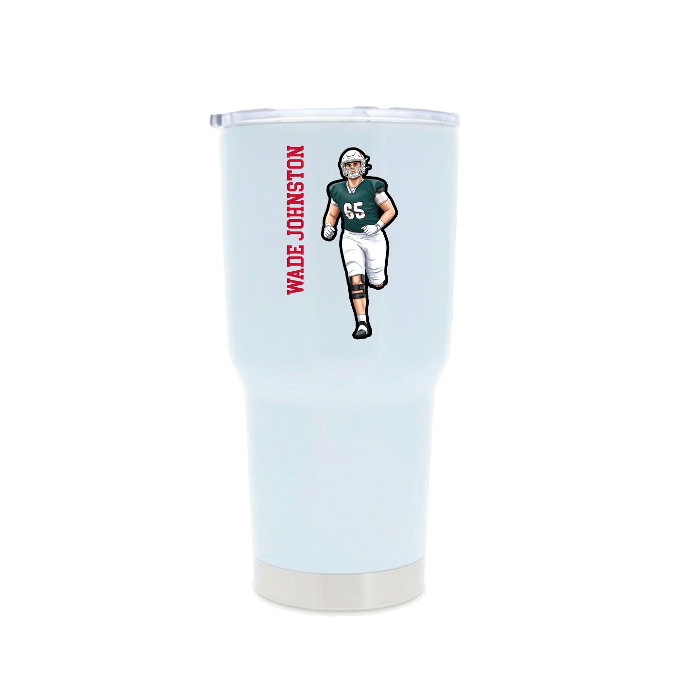 30oz Stainless Steel Tumbler — Name Vertical in White