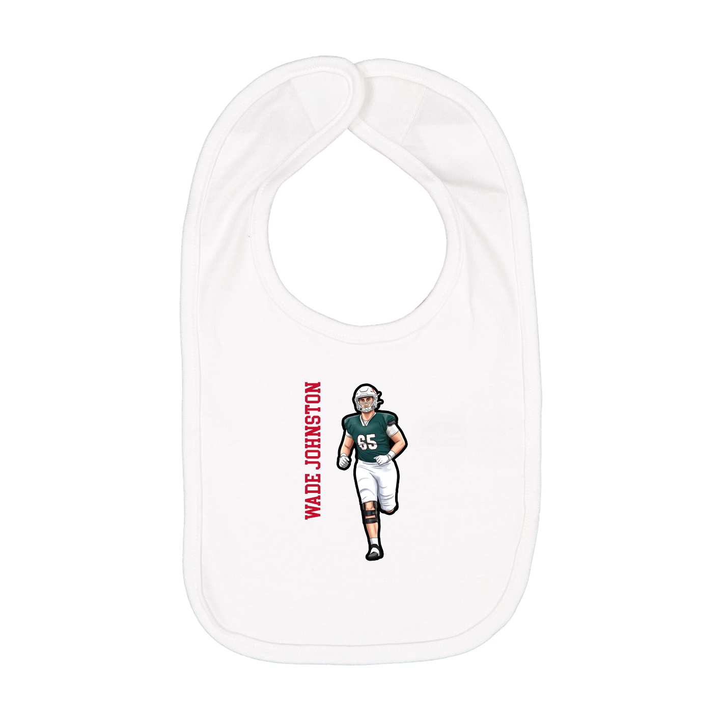 Infant Bib — Name Vertical in White