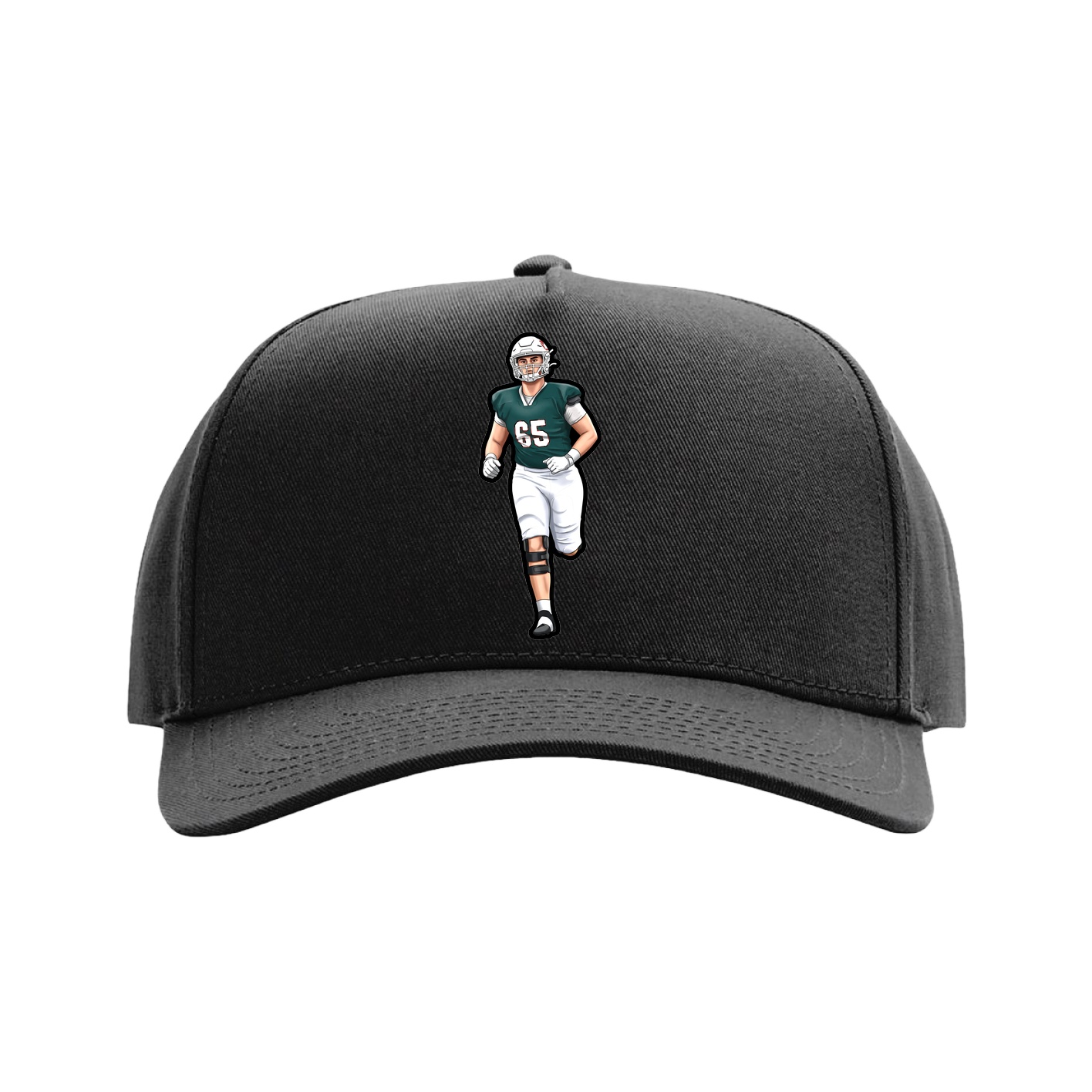 Full Fabric Five-Panel Champ Cap — Name Vertical in Black