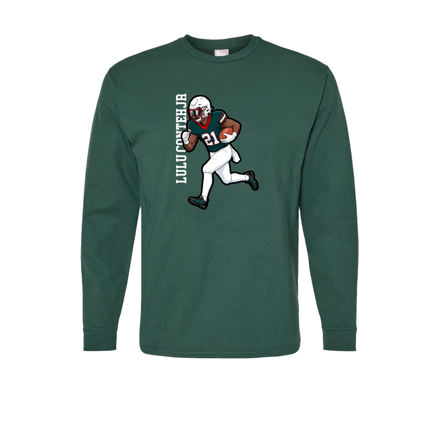 Long Sleeve Tee — Name Vertical in Green