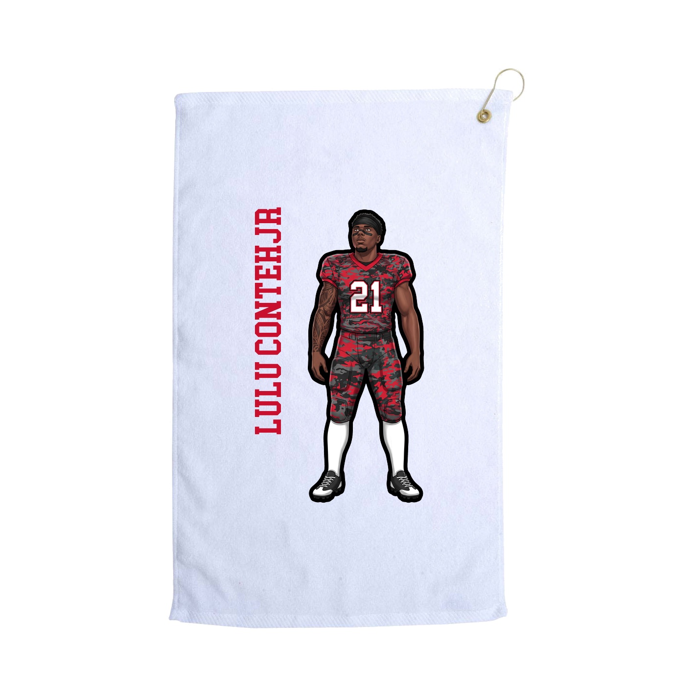 Golf Towel — Name Vertical in White