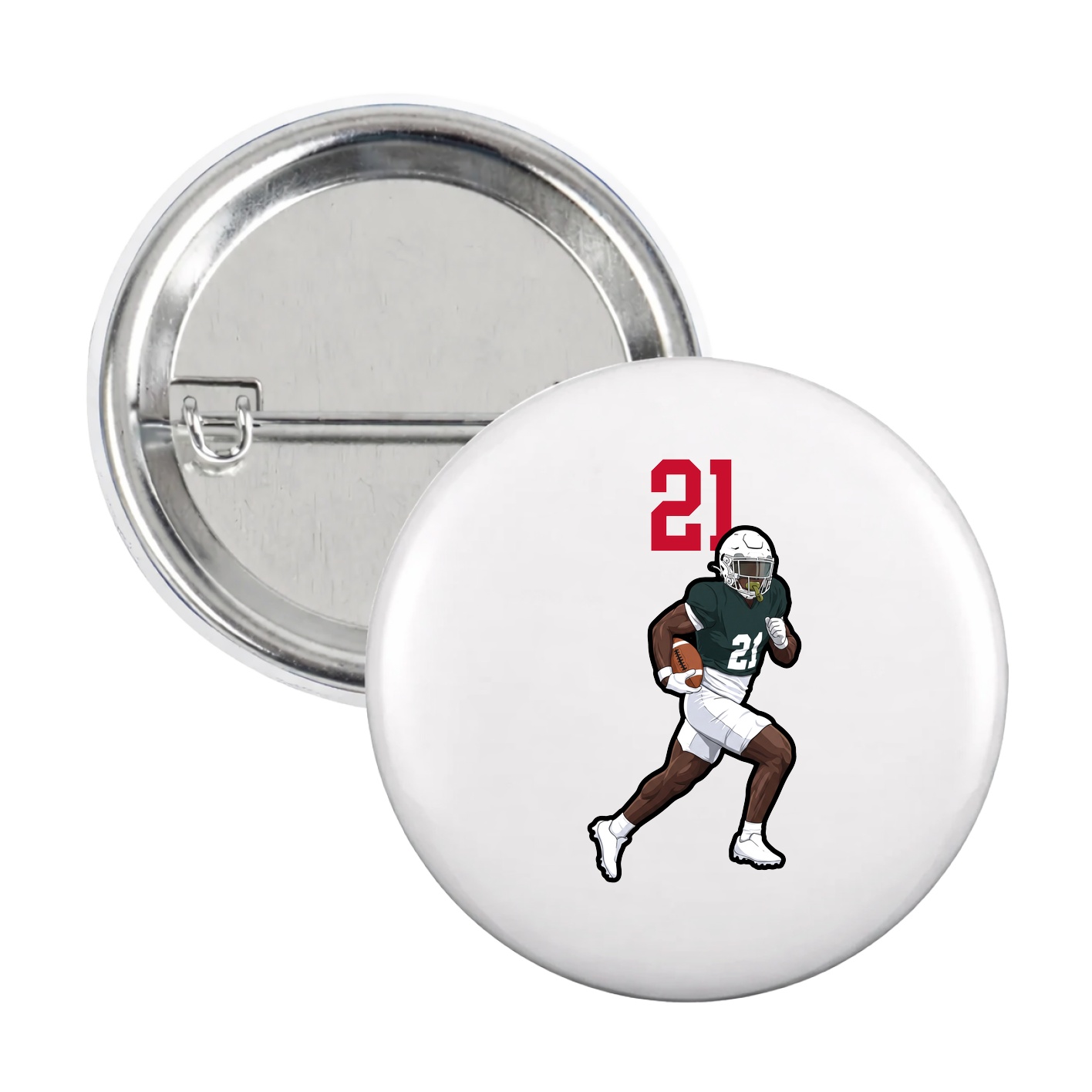Game Day Button — Number Top in White
