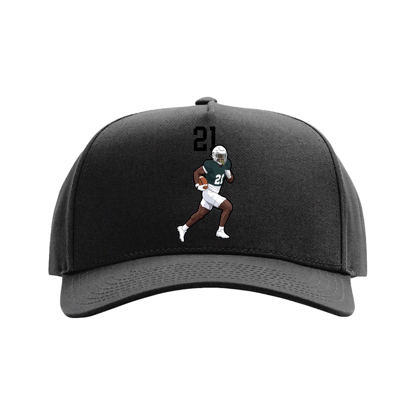 Full Fabric Five-Panel Champ Cap — Number Top in Black