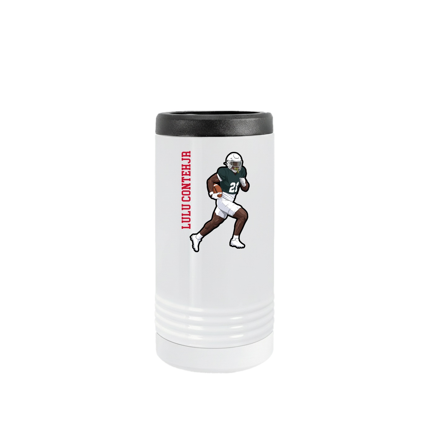 Slim Beverage Holder — Name Vertical in White