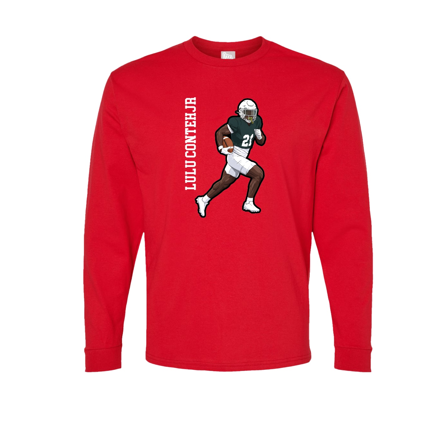 Long Sleeve Tee — Name Vertical in Red