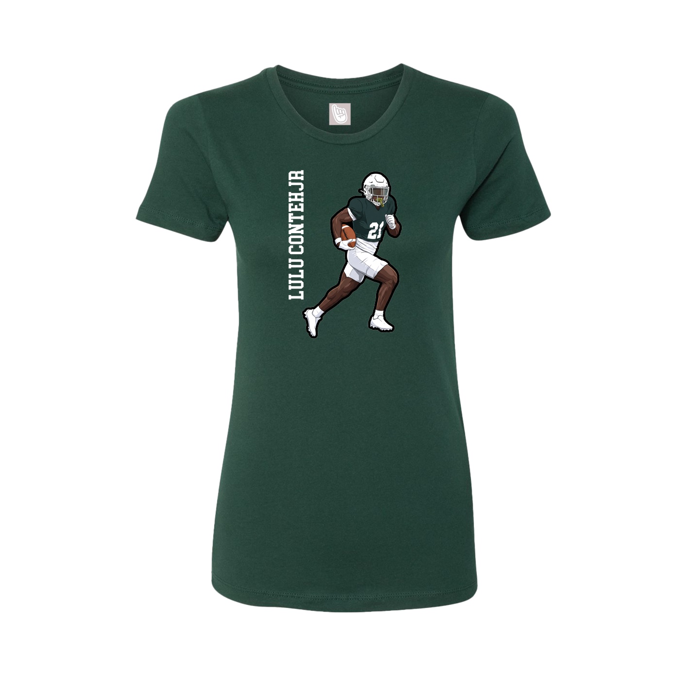 Womens Tee — Name Vertical in Green