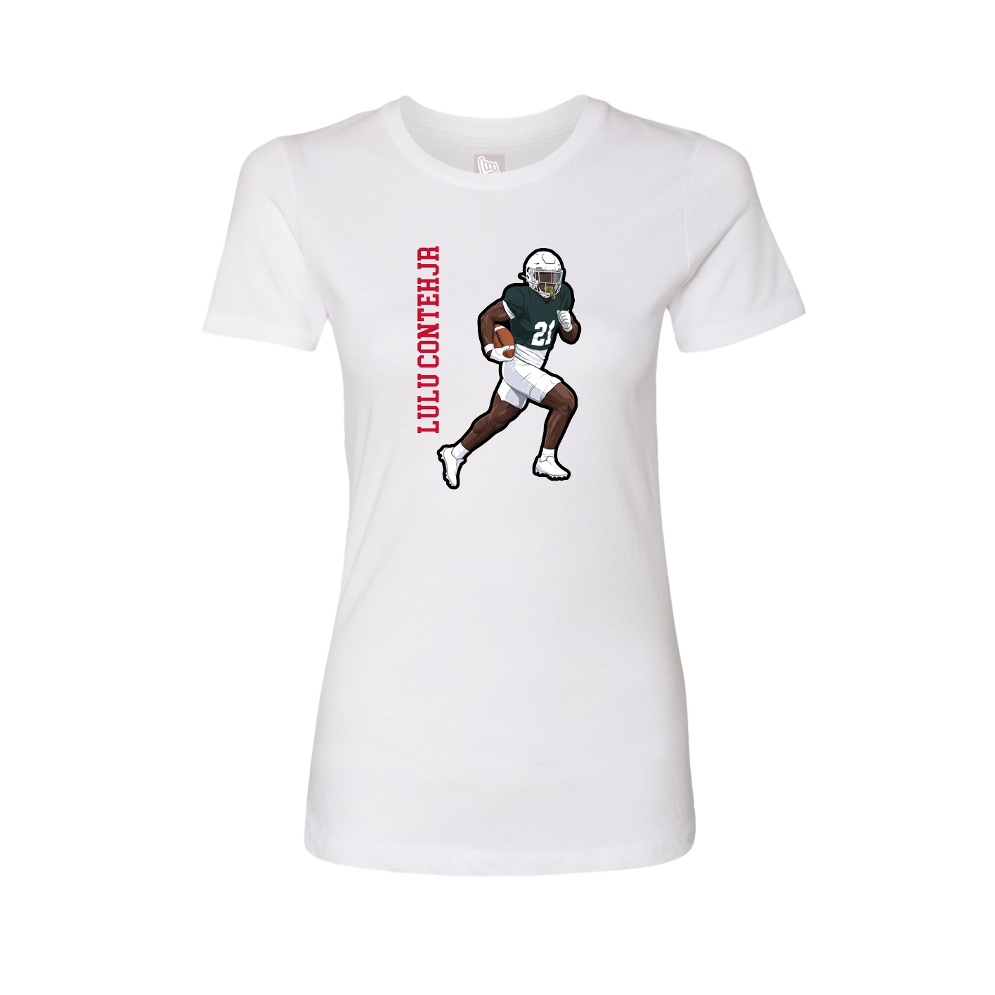 Fitted Women's Tee — Name Vertical in White