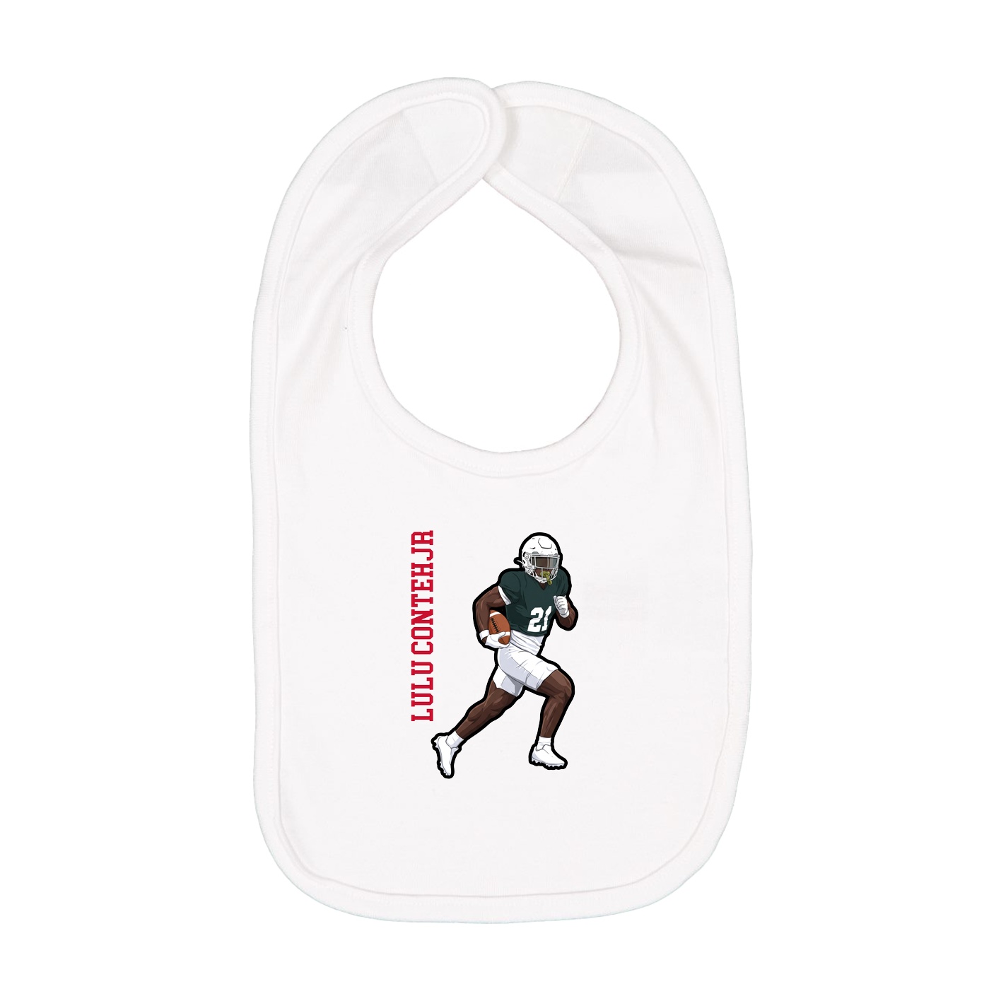 Infant Bib — Name Vertical in White