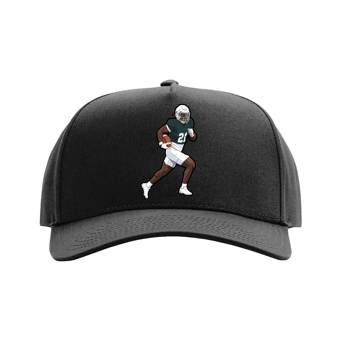 Full Fabric Five-Panel Champ Cap — Name Vertical in Black