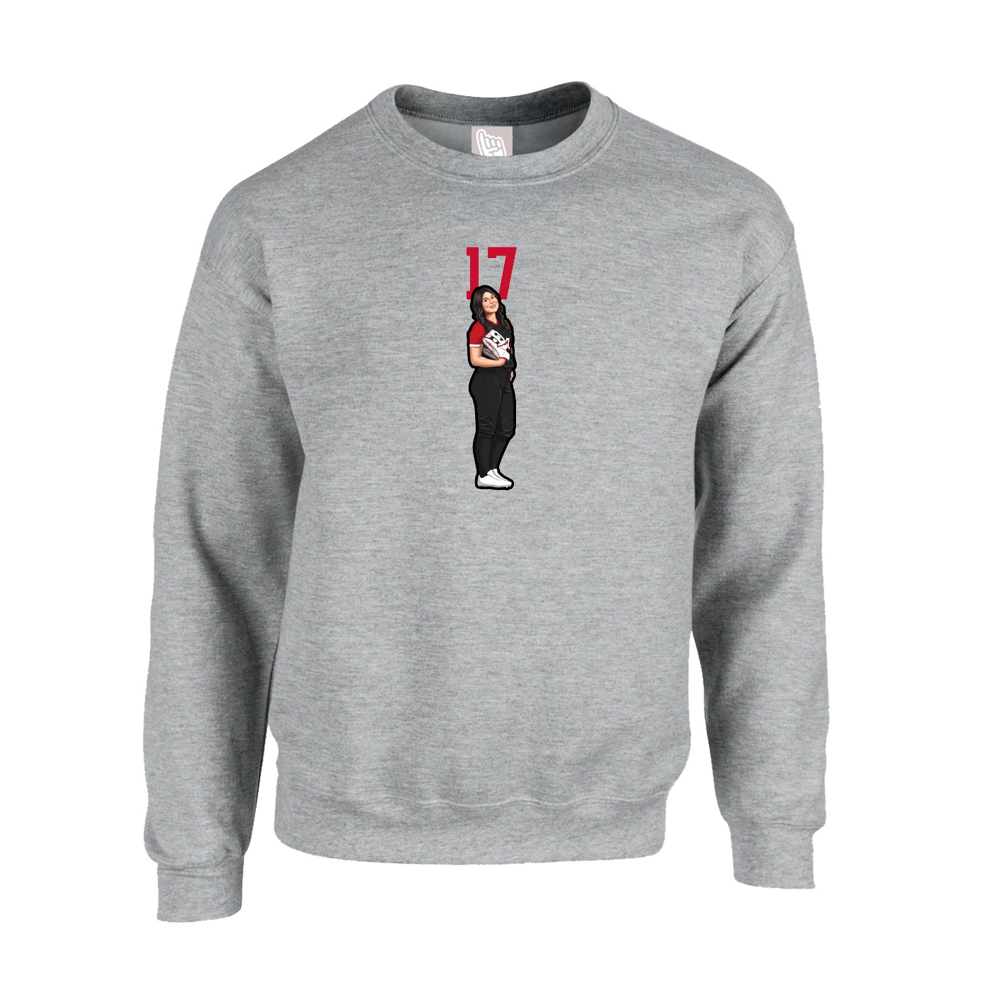 Fleece Crew — Number Top in Grey