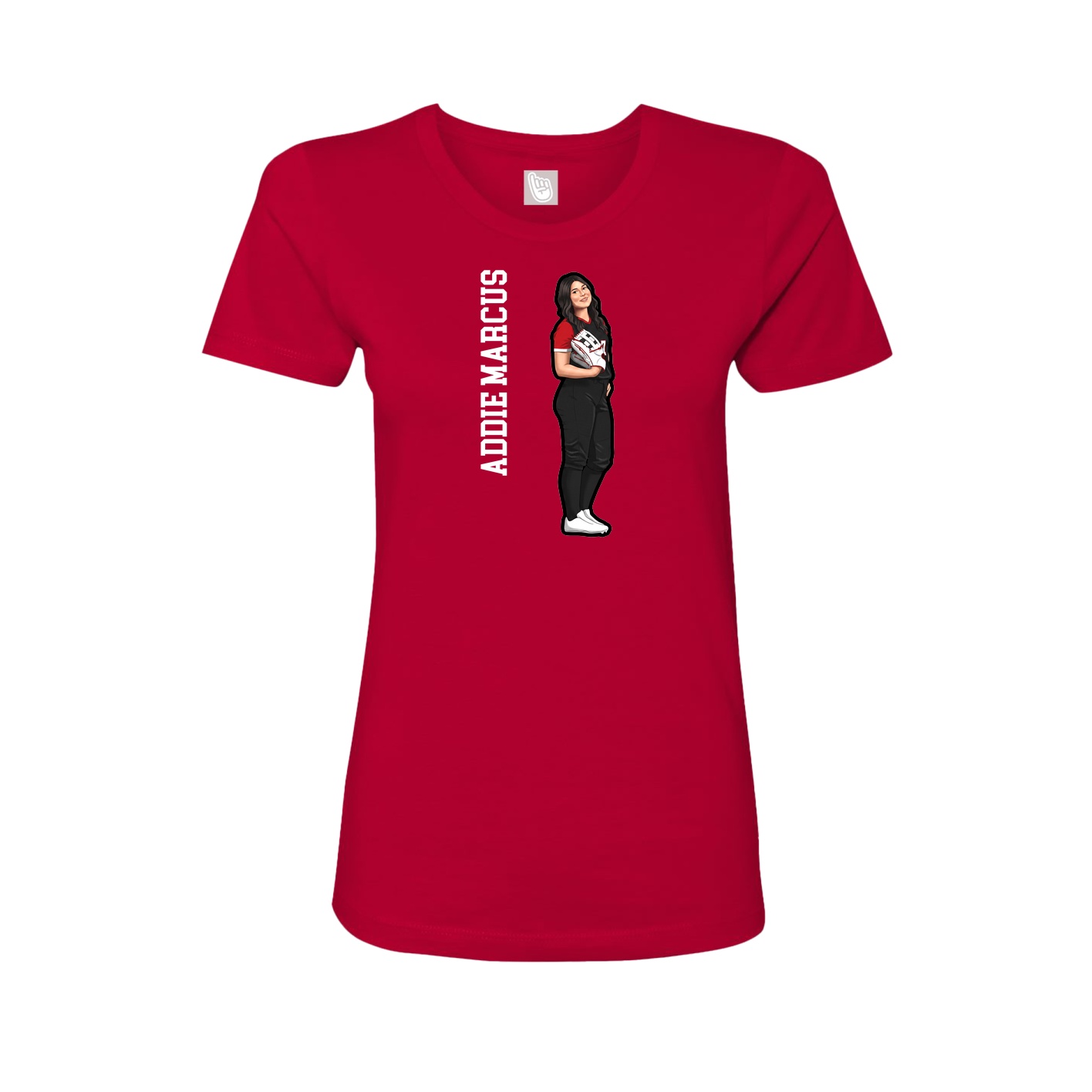 Fitted Women's Tee — Name Vertical in Red