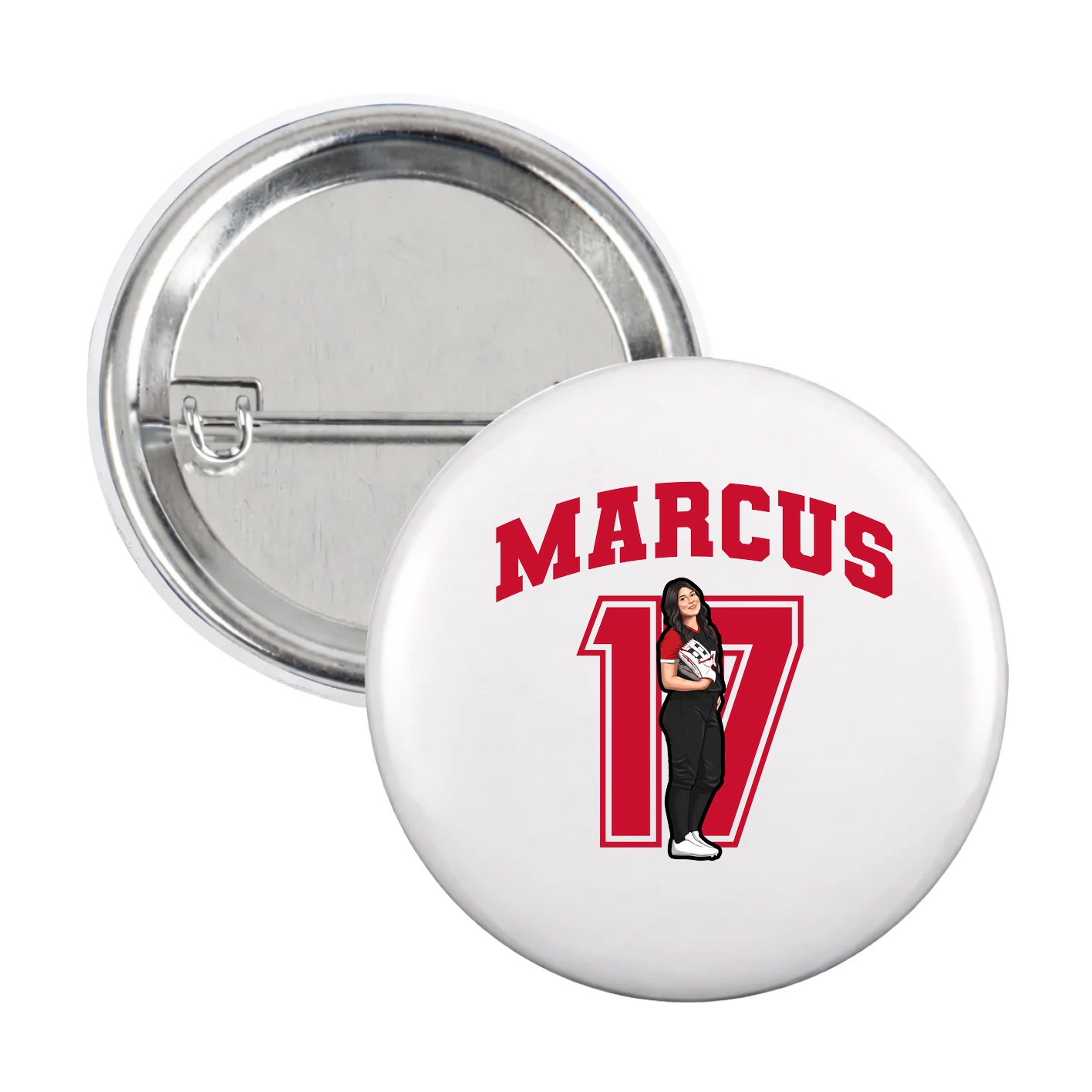 Game Day Button — Number in White