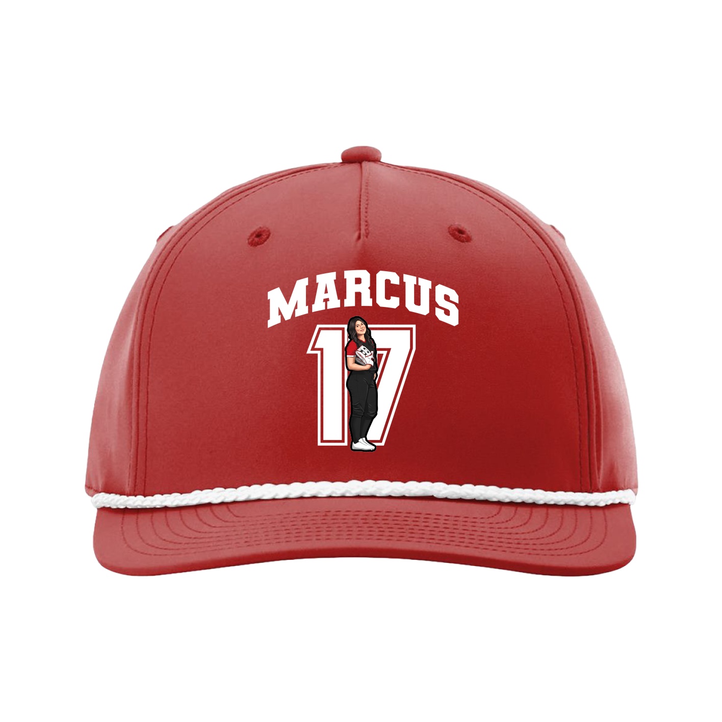 Five-Panel Classic Rope Cap — Number in Red