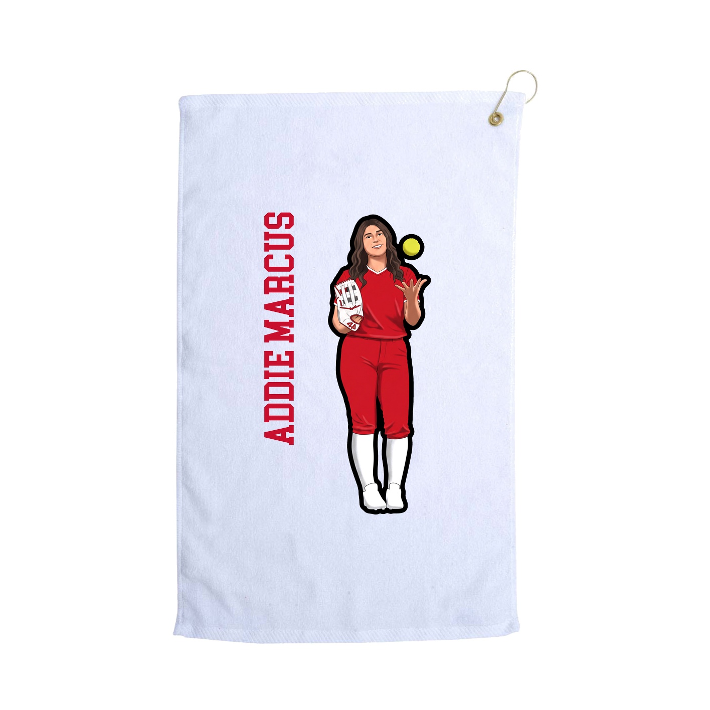 Golf Towel — Name Vertical in White