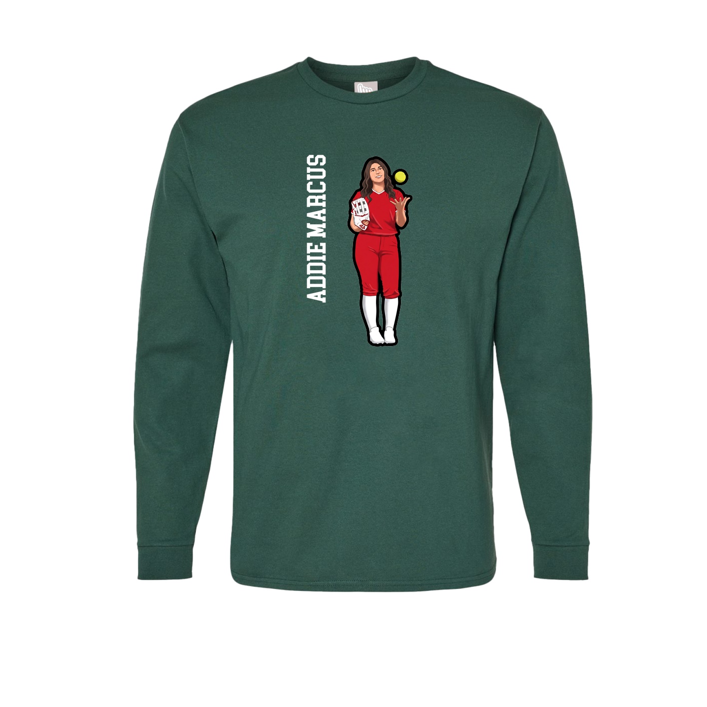 Long Sleeve Tee — Name Vertical in Green