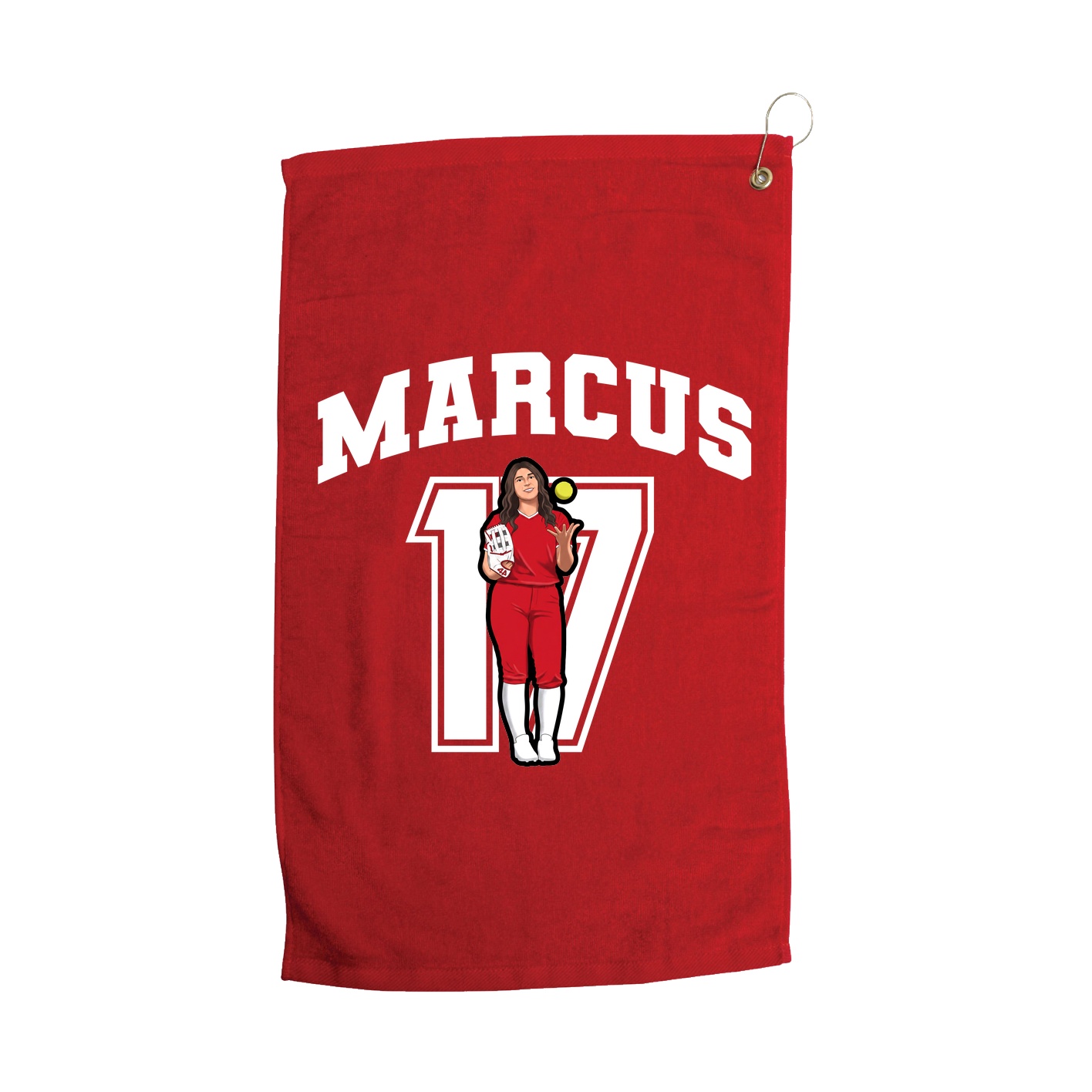 Golf Towel — Number in Red