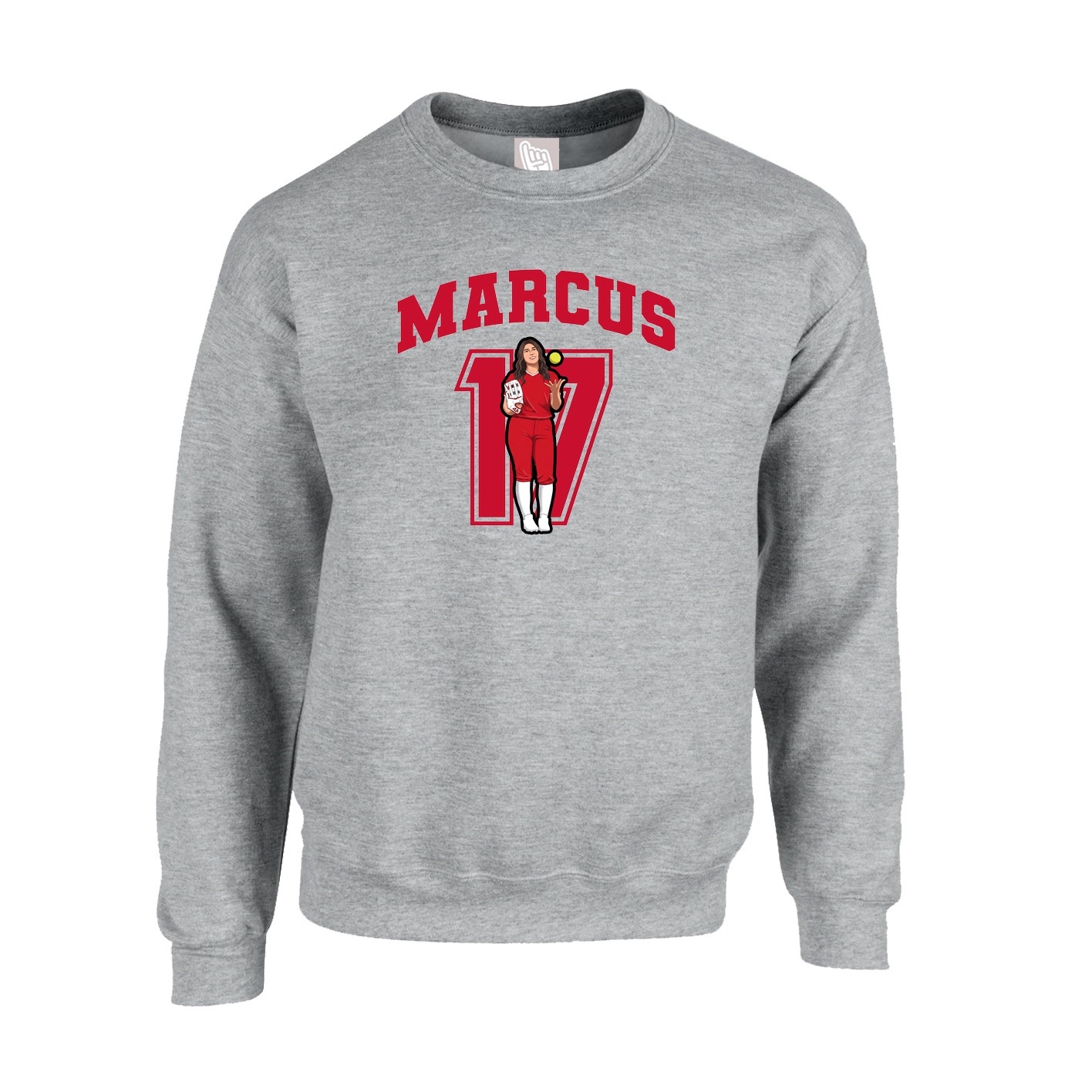 Fleece Crew — Number in Grey