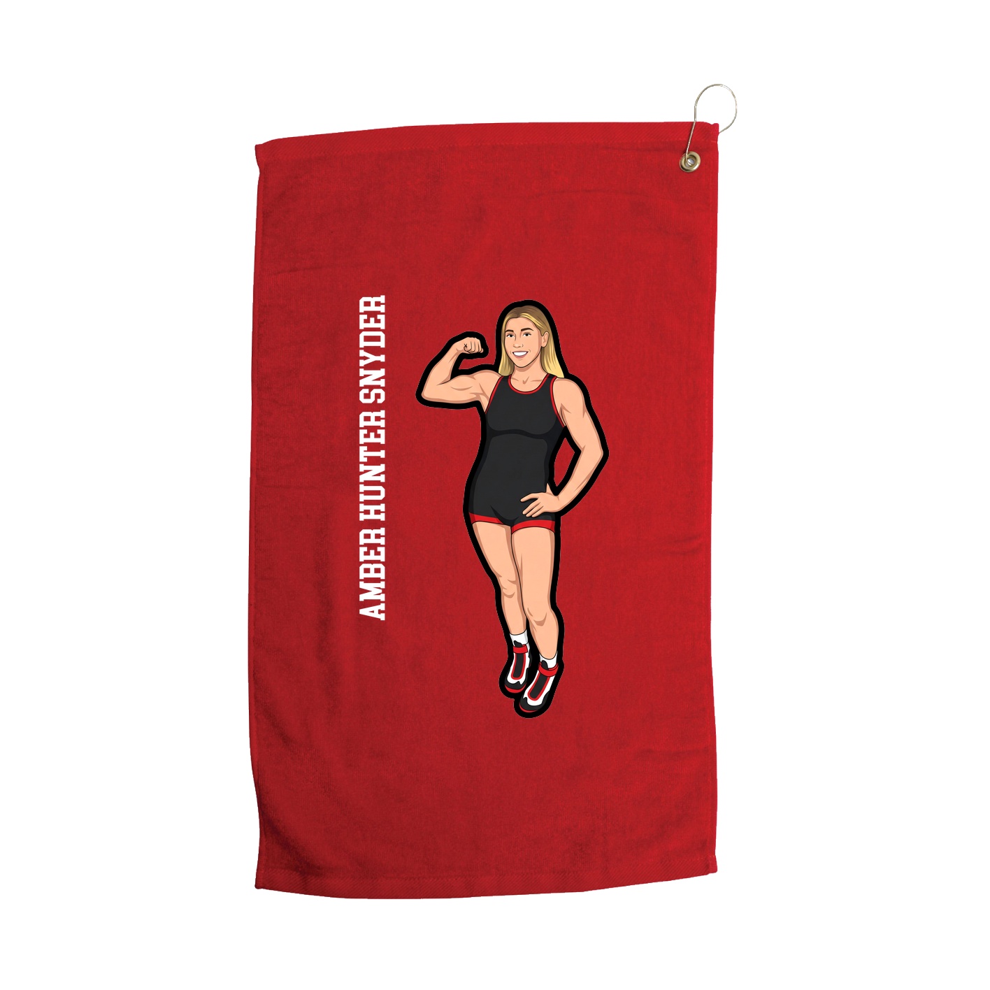 Golf Towel — Name Vertical in Red
