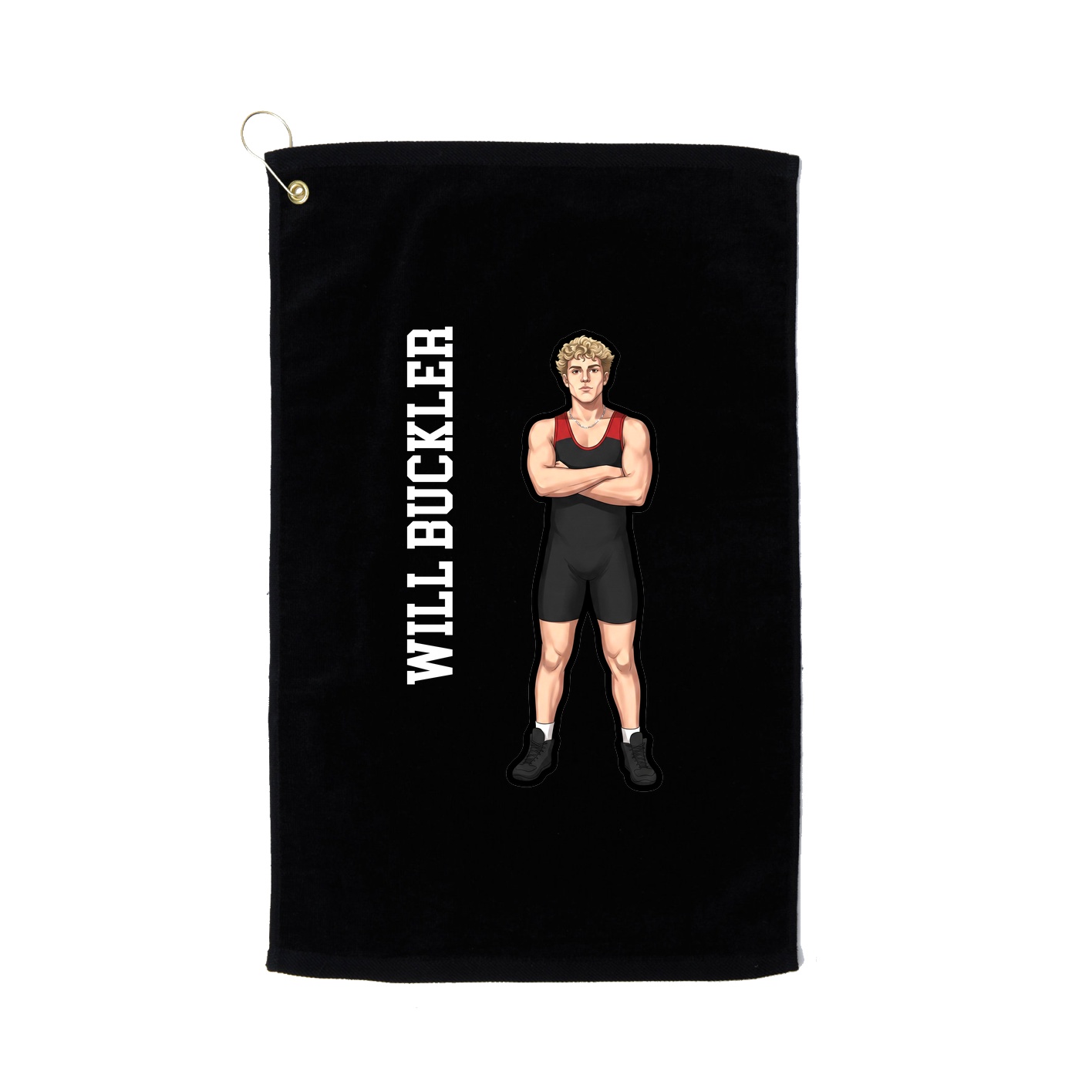 Golf Towel — Name Vertical in Black