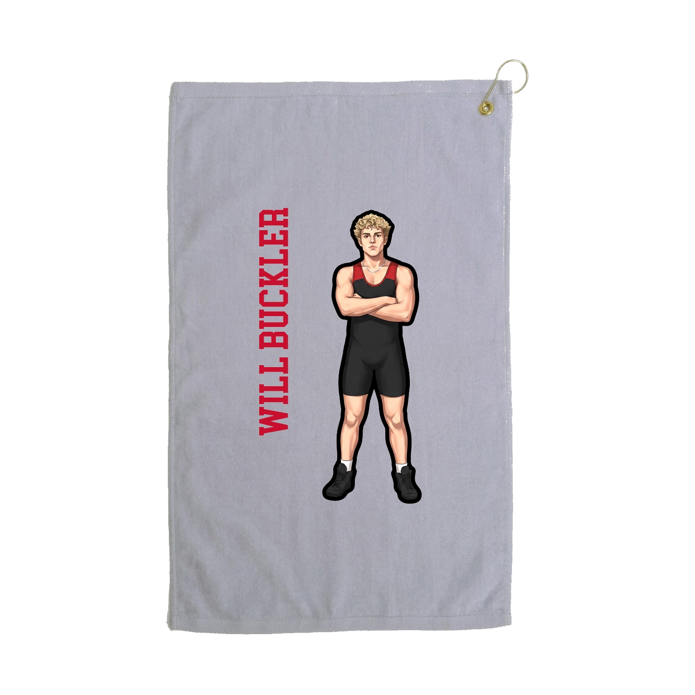 Golf Towel — Name Vertical in Grey