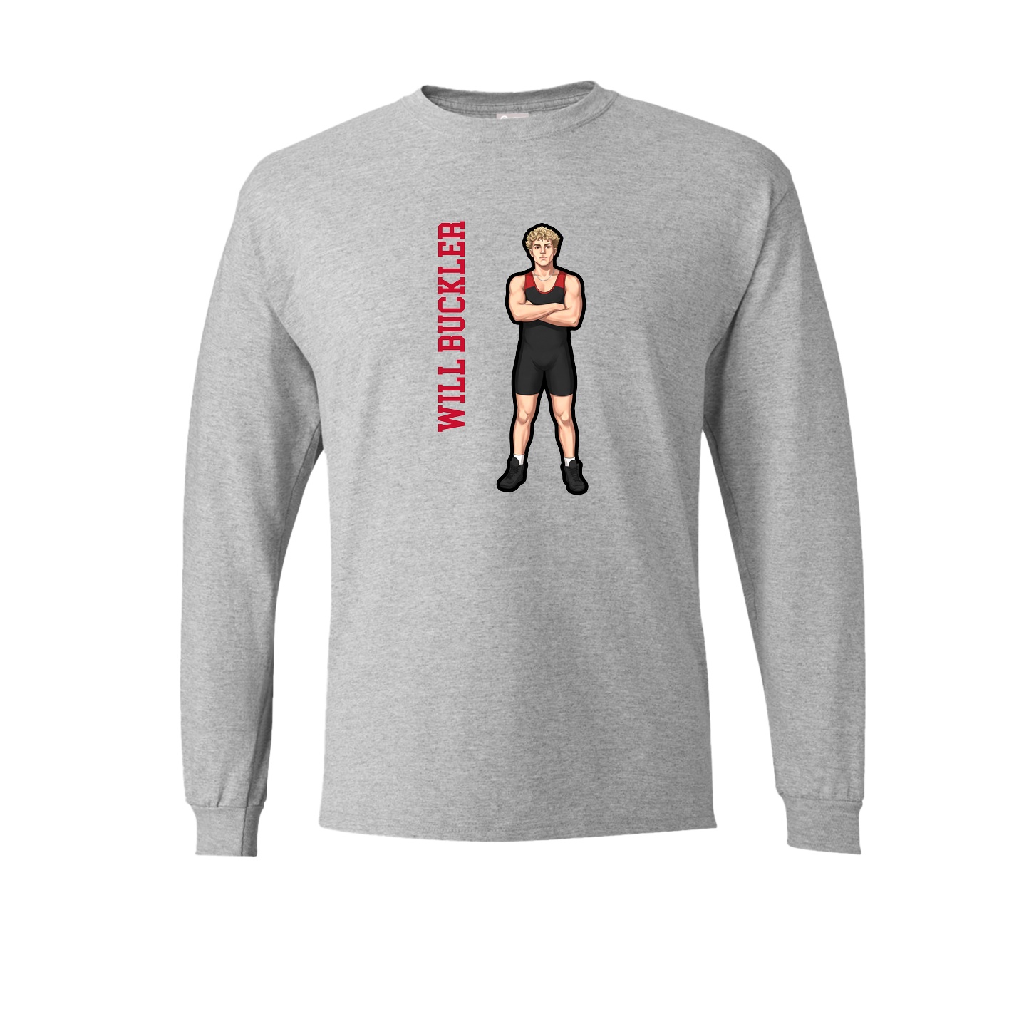 Long Sleeve Tee — Name Vertical in Grey