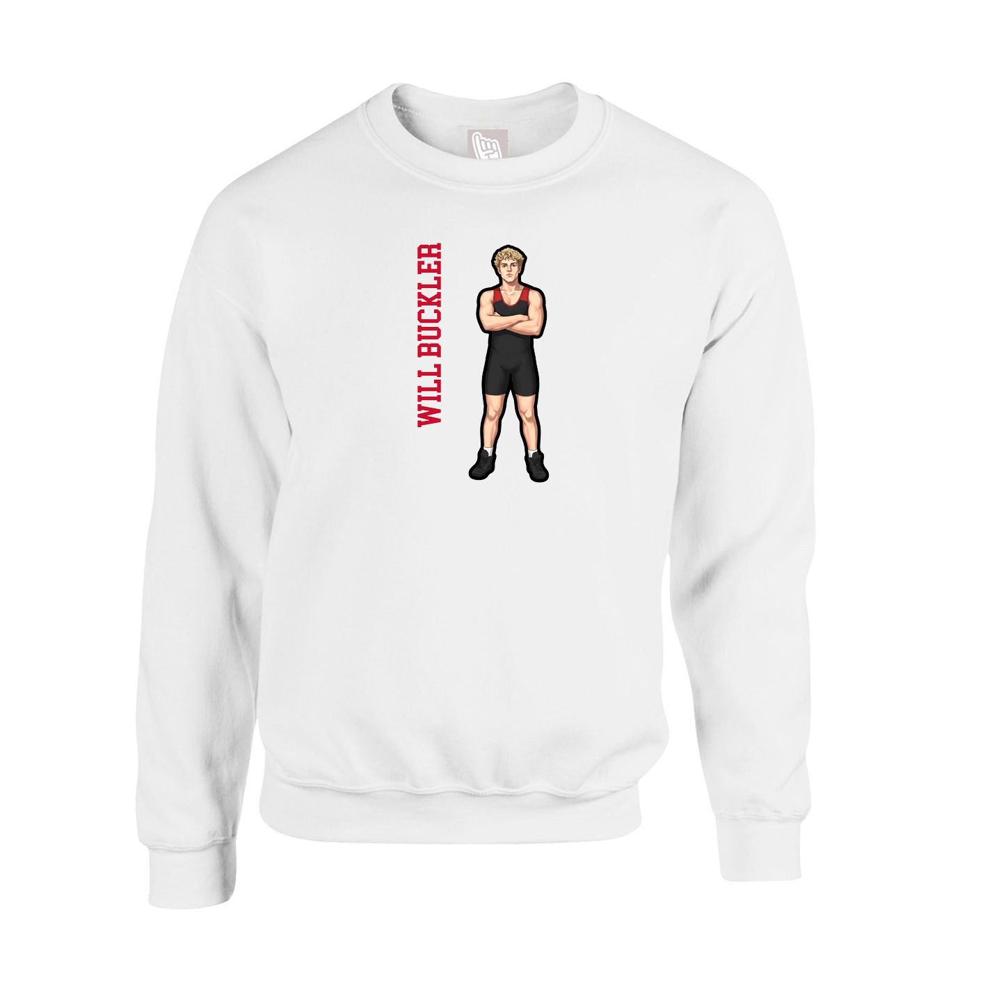 Fleece Crew — Name Vertical in White