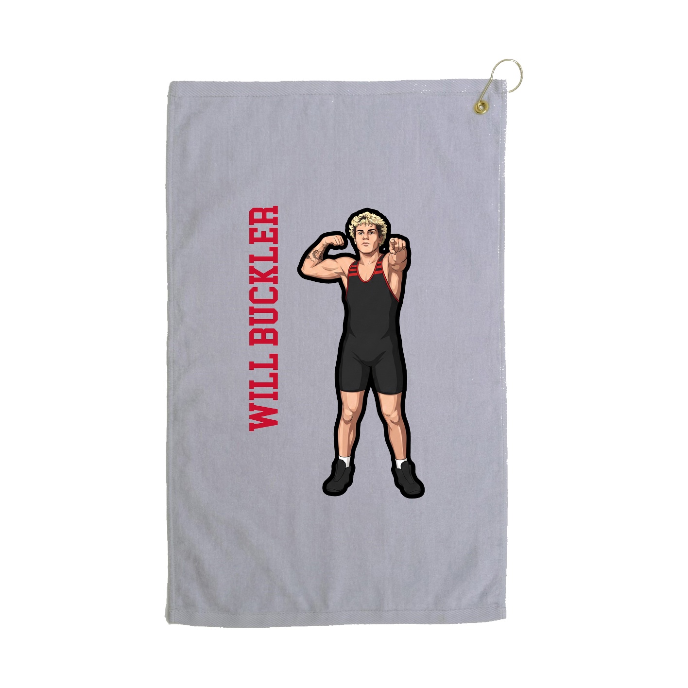 Golf Towel — Name Vertical in Grey