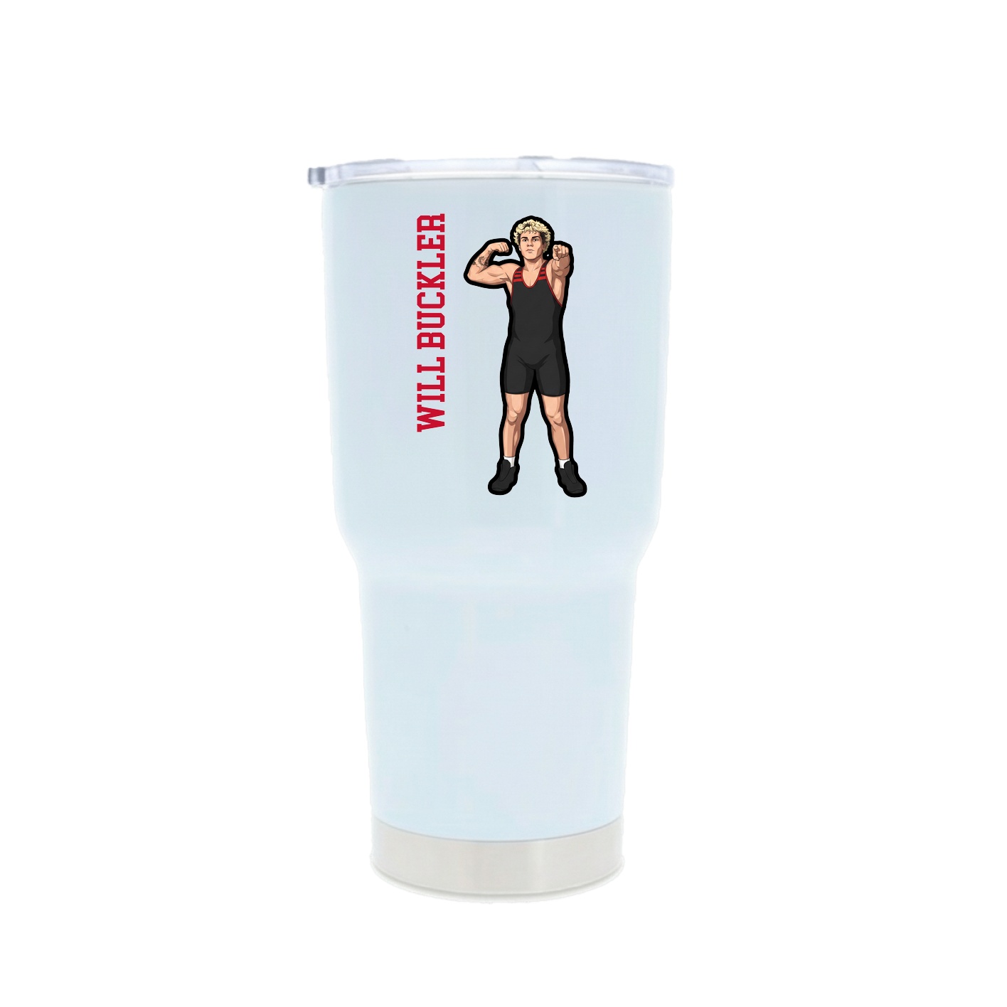 30oz Stainless Steel Tumbler — Name Vertical in White