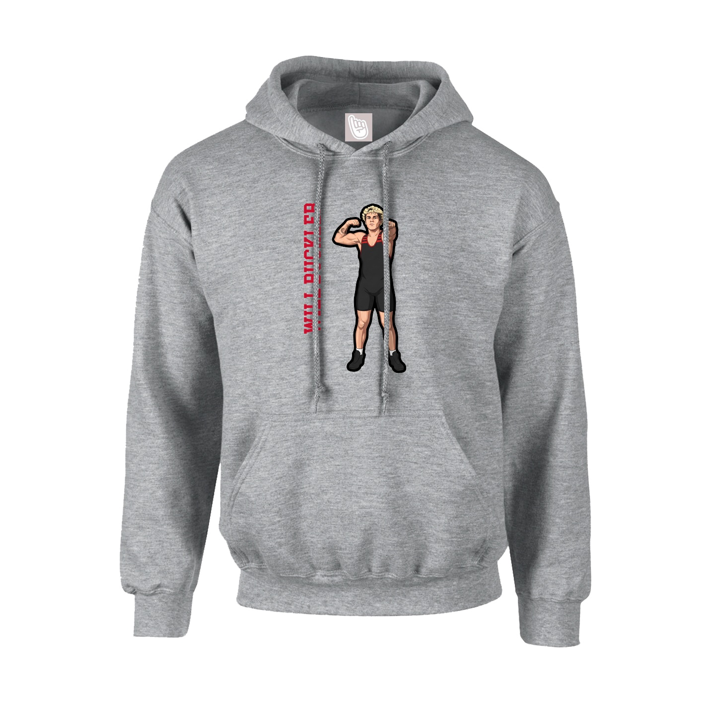 Youth Hoodie — Name Vertical in Grey