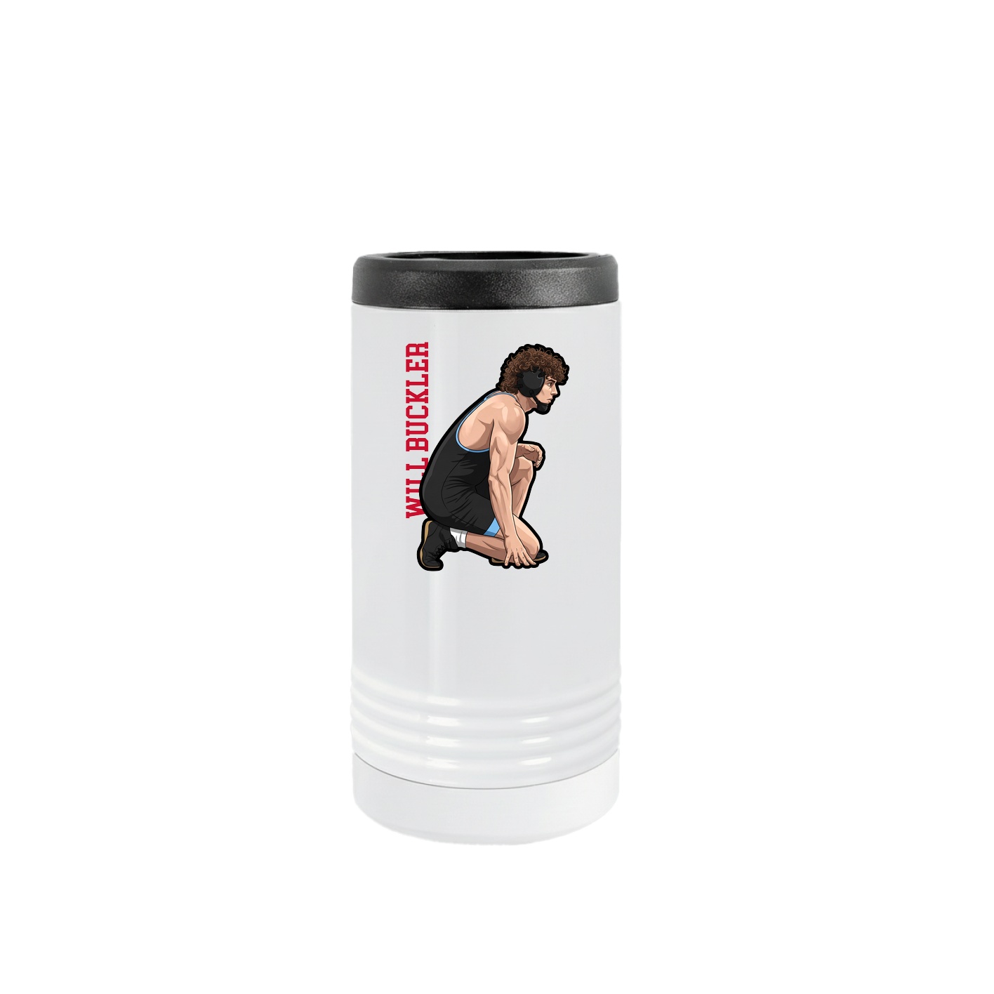 Slim Beverage Holder — Name Vertical in White