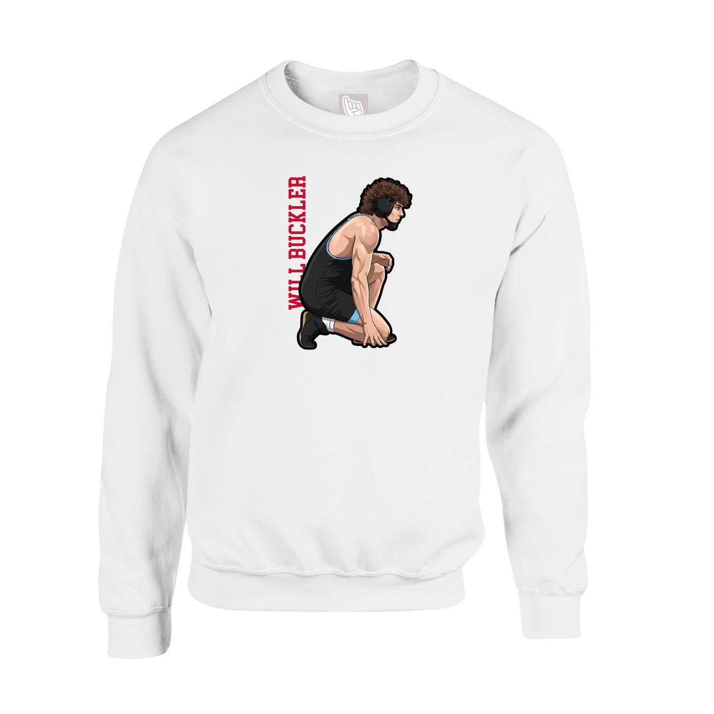 Fleece Crew — Name Vertical in White