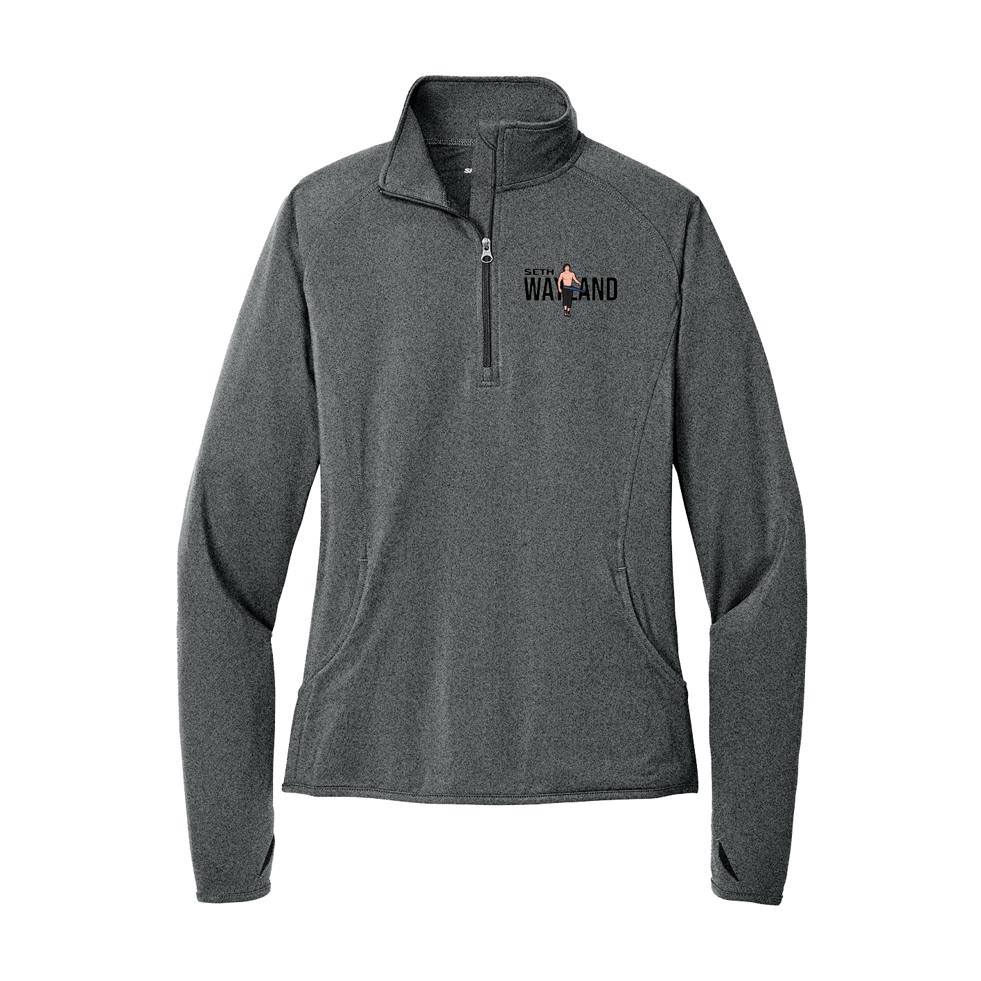Women's Q-Zip Pullover — Player Name in Grey