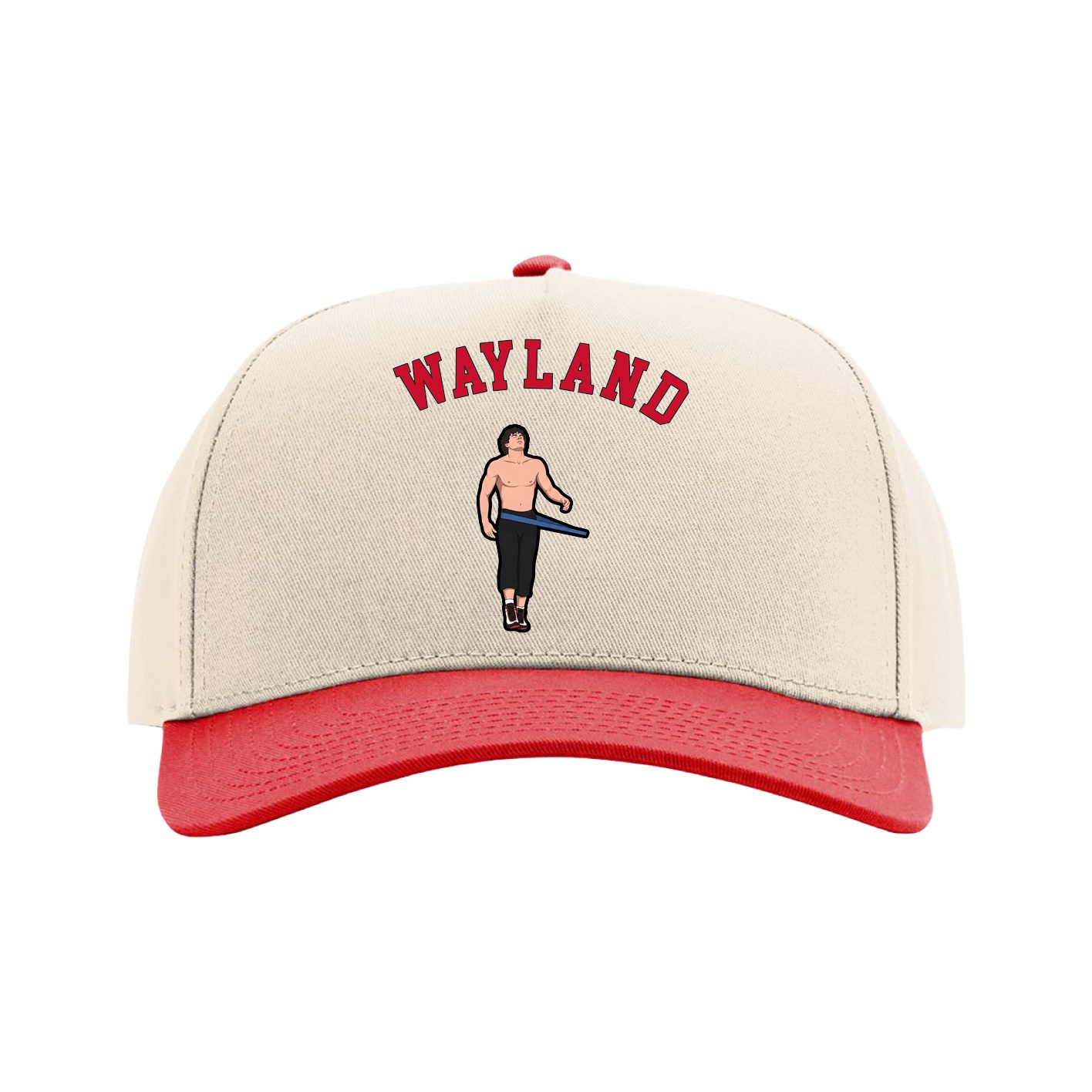 Full Fabric Five-Panel Champ Cap — Shirsey Arch in Cream/Red