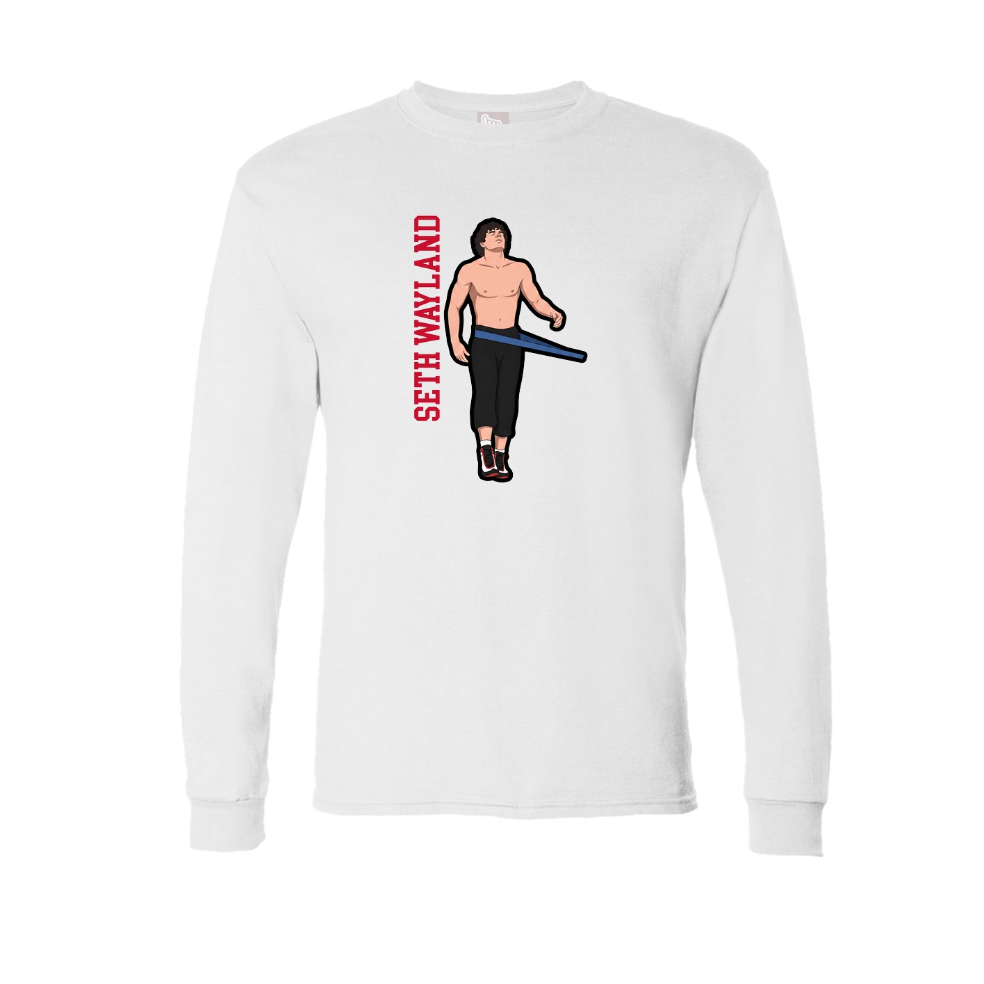 Long Sleeve Tee — Name Vertical in White