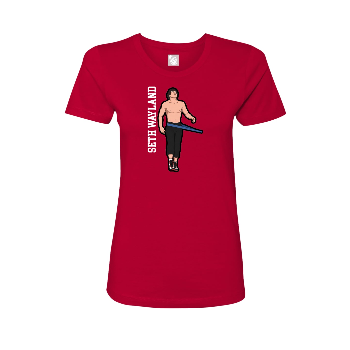 Fitted Women's Tee — Name Vertical in Red