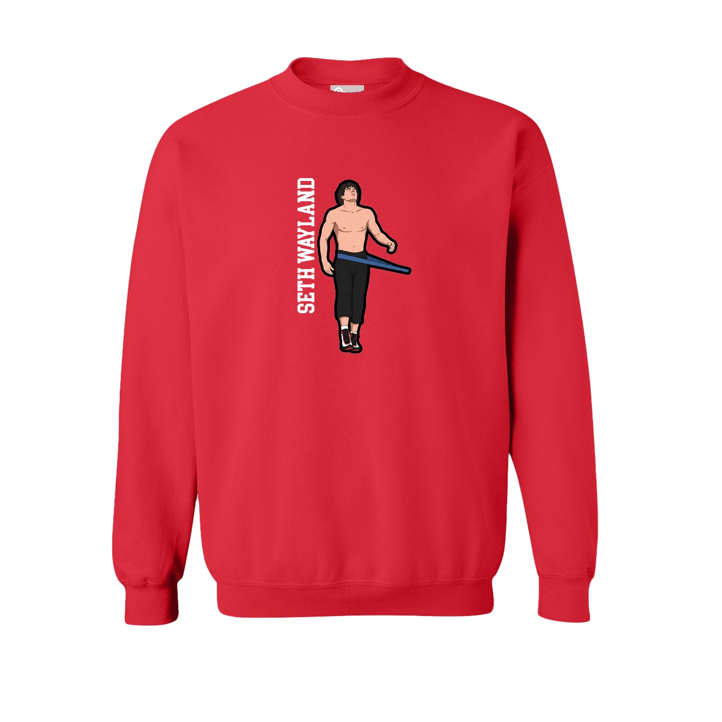 Fleece Crew — Name Vertical in Red